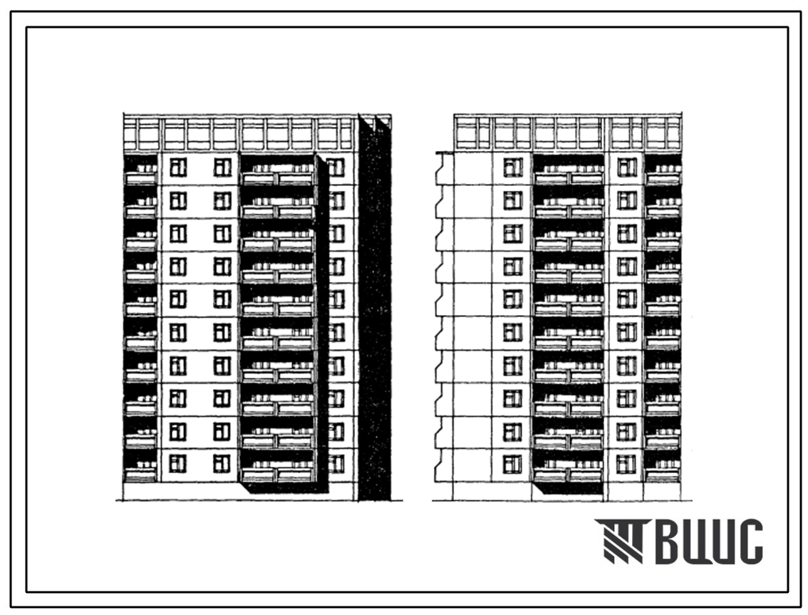 Типовой проект 125-082.13.88 Десятиэтажная блок-секция универсальная поворотная угловая на 30 квартир. Для Марийской АССР