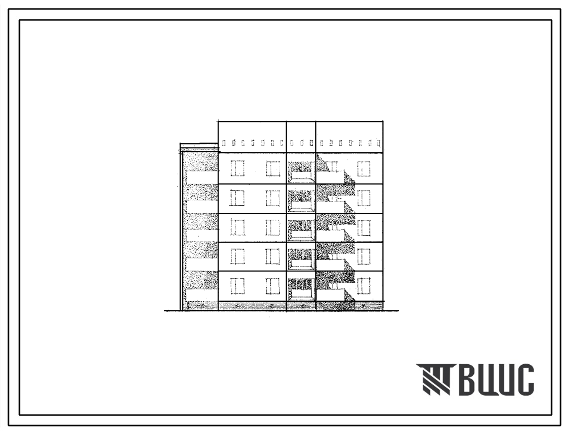 Типовой проект 148-035сп Пятиэтажная блок-секция поворотная левая на 10 квартир. Для строительства в IVГ климатическом подрайоне сейсмичностью 7 баллов на грунтах II типа просадочности.