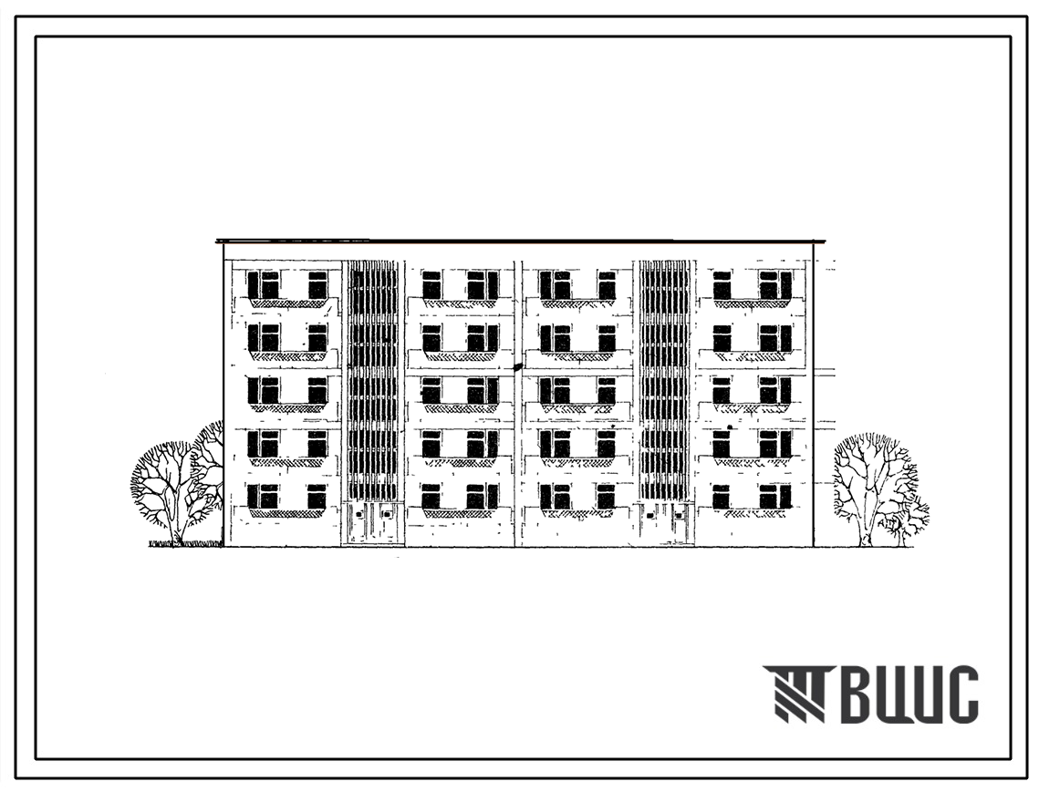 Типовой проект 102-011с Двойная блок-секция 5-этажного дома торцевая на 30 квартир.
