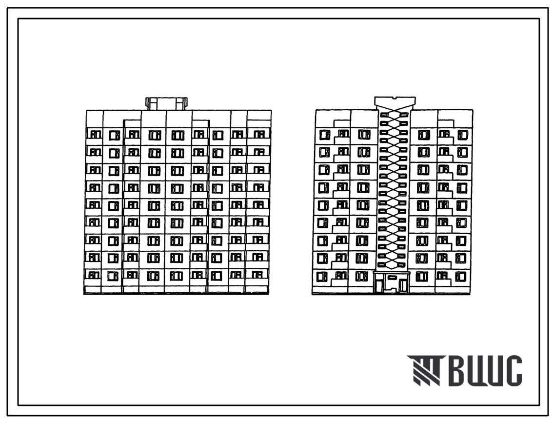 Типовой проект 90-0235.13.88 9-этажная поворотная блок-секция на 36 квартир 2-2-3-4 (левая) (для строительства в Белорусской ССР)