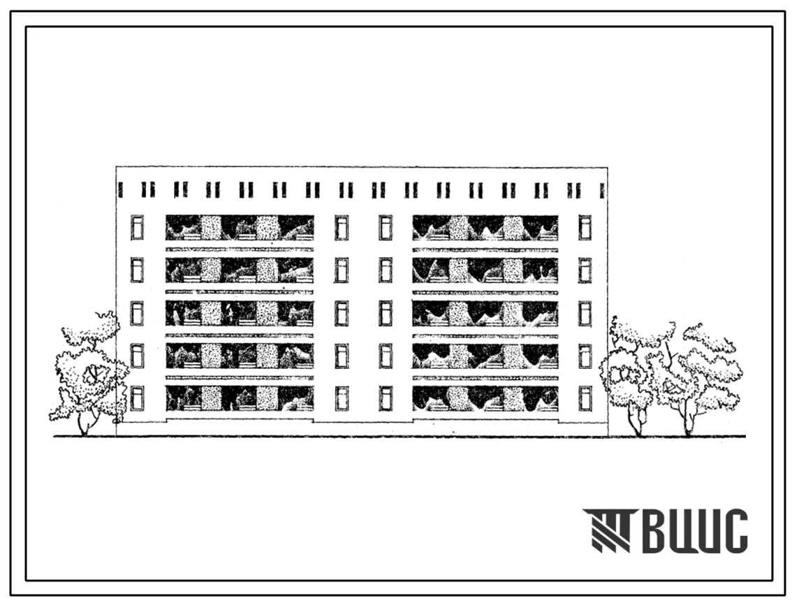 Типовой проект 63-028с.83 Блок-секция пятиэтажная 20-квартирная рядовая с торцовыми окончаниями 4Б.3Б.-3А.4А.