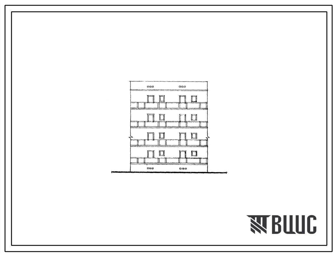 Типовой проект 109-015с Четырехэтажный одинарный блок Р-1А.1А без лестничной клетки на 8 квартир.