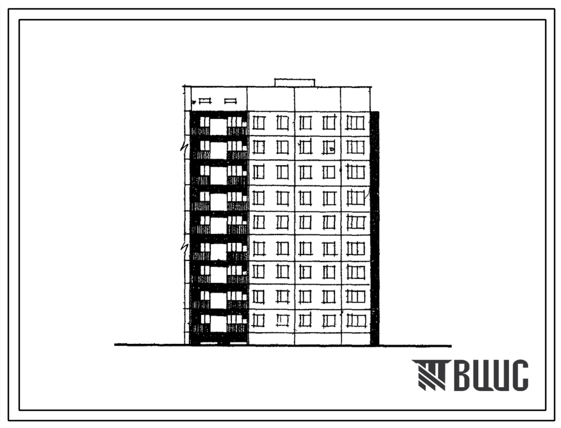 Типовой проект 84-07 9-этажная 36-квартирная торцевая правая блок-секция 1Б.2Б.2Б.3Б (однокомнатных 1Б-9, двухкомнатных 2А-1, двухкомнатных 2Б-18, трехкомнатных 3Б-8) для строительства в 1В климатическом подрайоне, во 2 и 3 климатических районах.