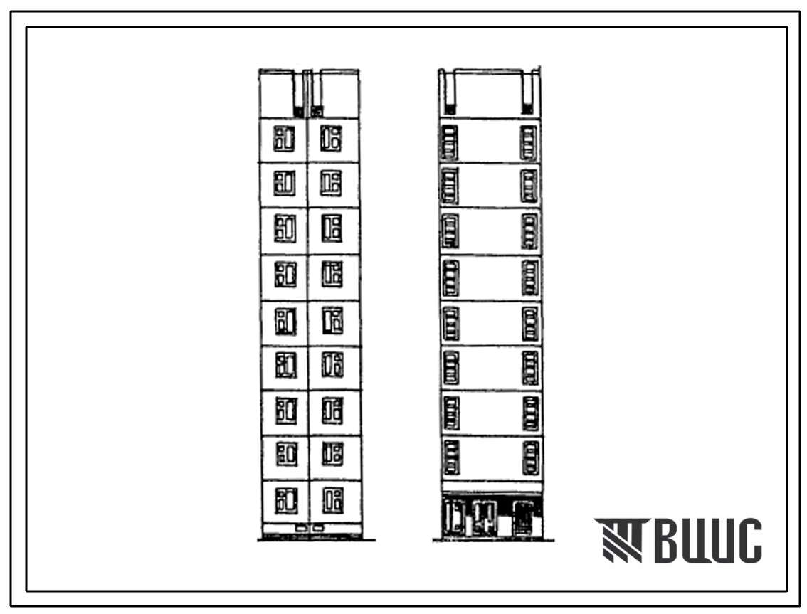 Типовой проект 97-0266.23.86 9-этажный лестничный блок-комплект 9ЛБ1 с колясочной и электрощитовой (для г. Караганды)