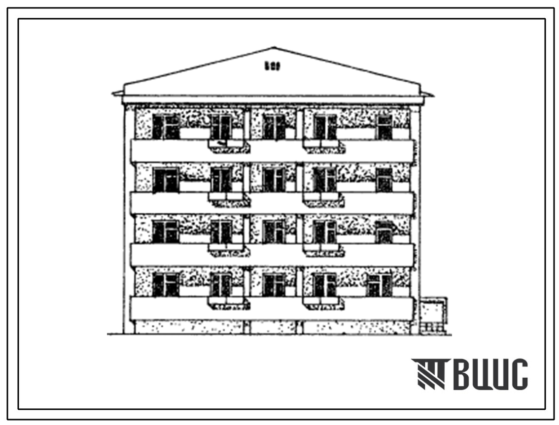 Типовой проект 114-77-138сп.13.87 4-этажный 1-секционный дом на 16 квартир типа 1-2. Для строительства в Узбекской ССР.