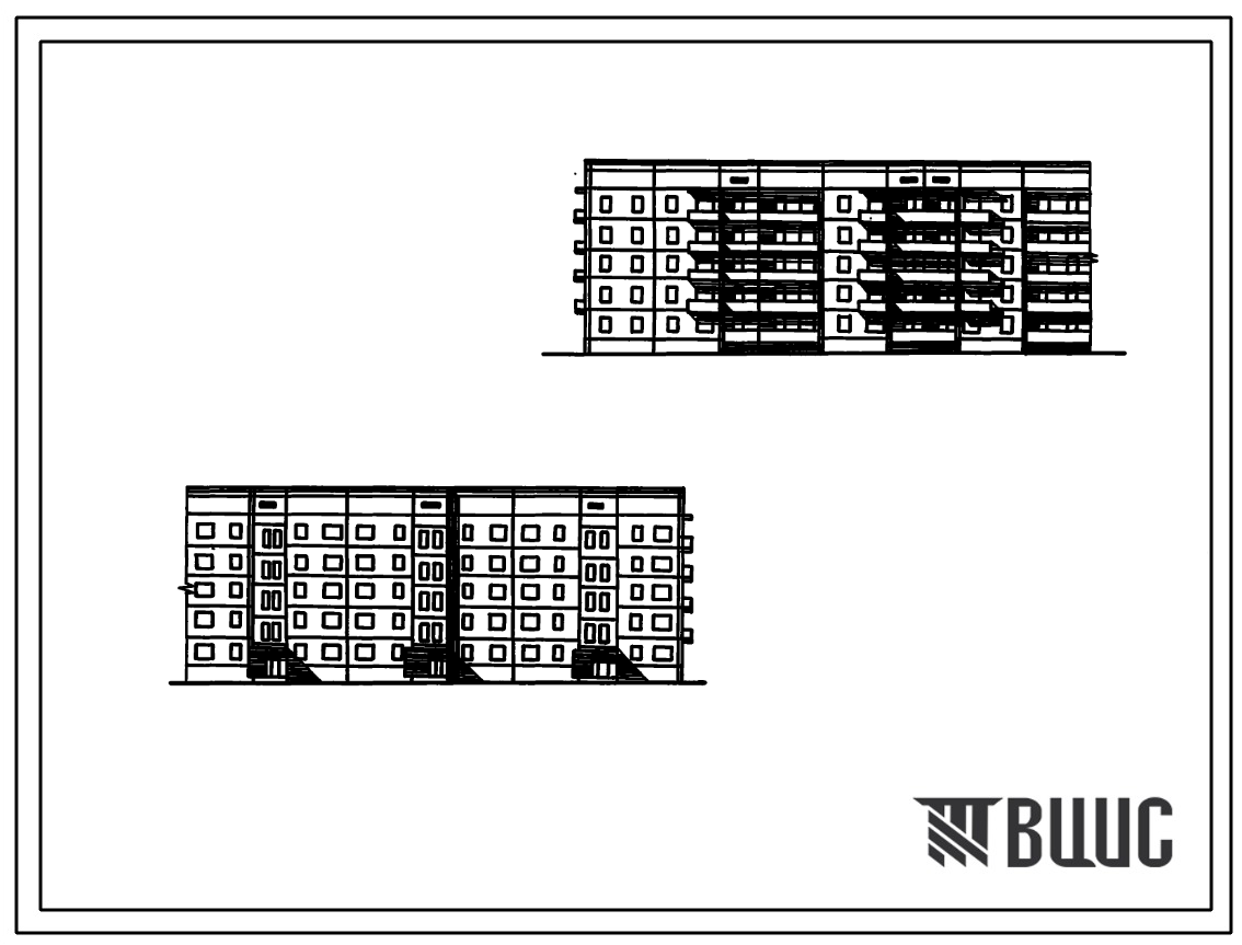 Фасады Типовой проект 125-010/1.2 5-этажная 30-квартирная рядовая блок-секция 1Б-2Б-3А и 1Б-2Б-3А