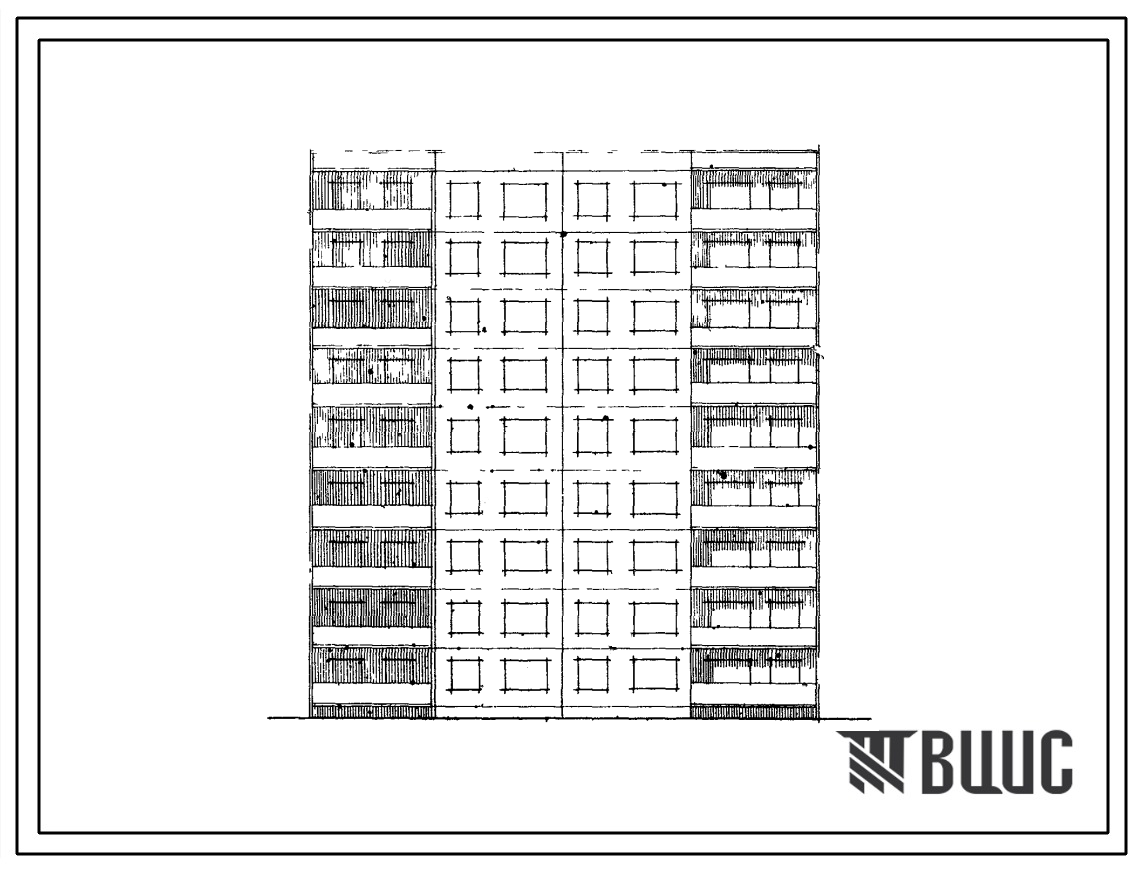 Типовой проект 82-05 Девятиэтажная блок-секция торцевая левая на 36 квартир (двухкомнатных 2Б-19; трехкомнатных 3А-8; четырехкомнатных 4А-9)