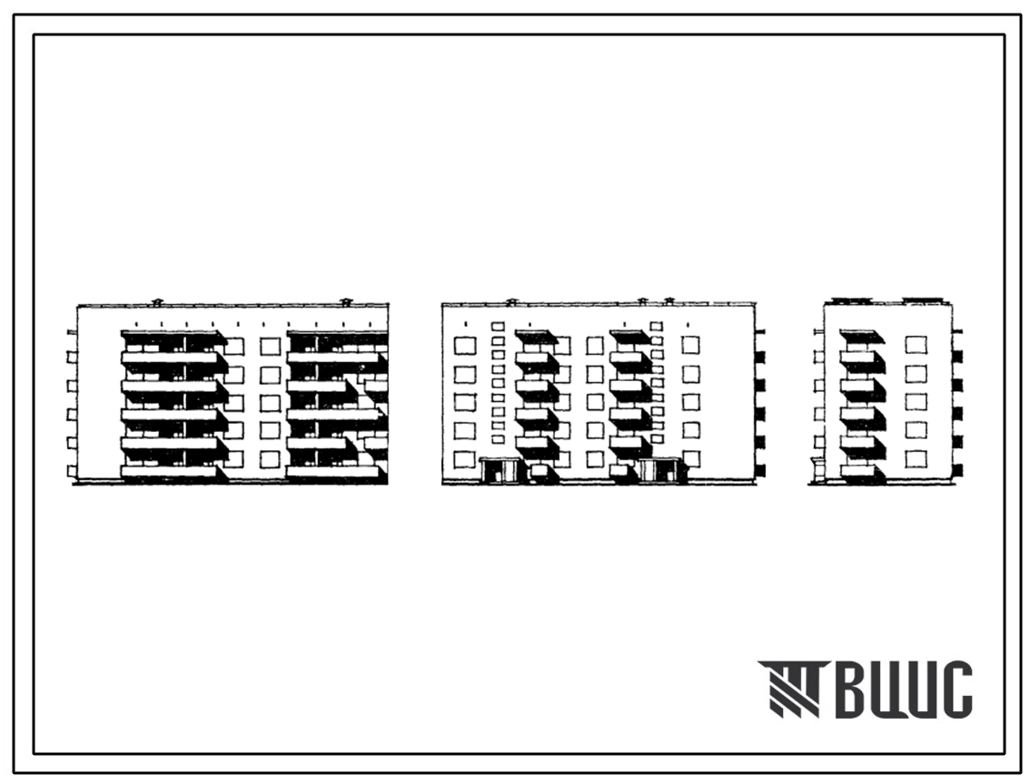 Типовой проект 67-05с/77 Пятиэтажная двойная блок-секция на 25 квартир торцовая 1Б.2Б.3Б-2Б.3Б, левая