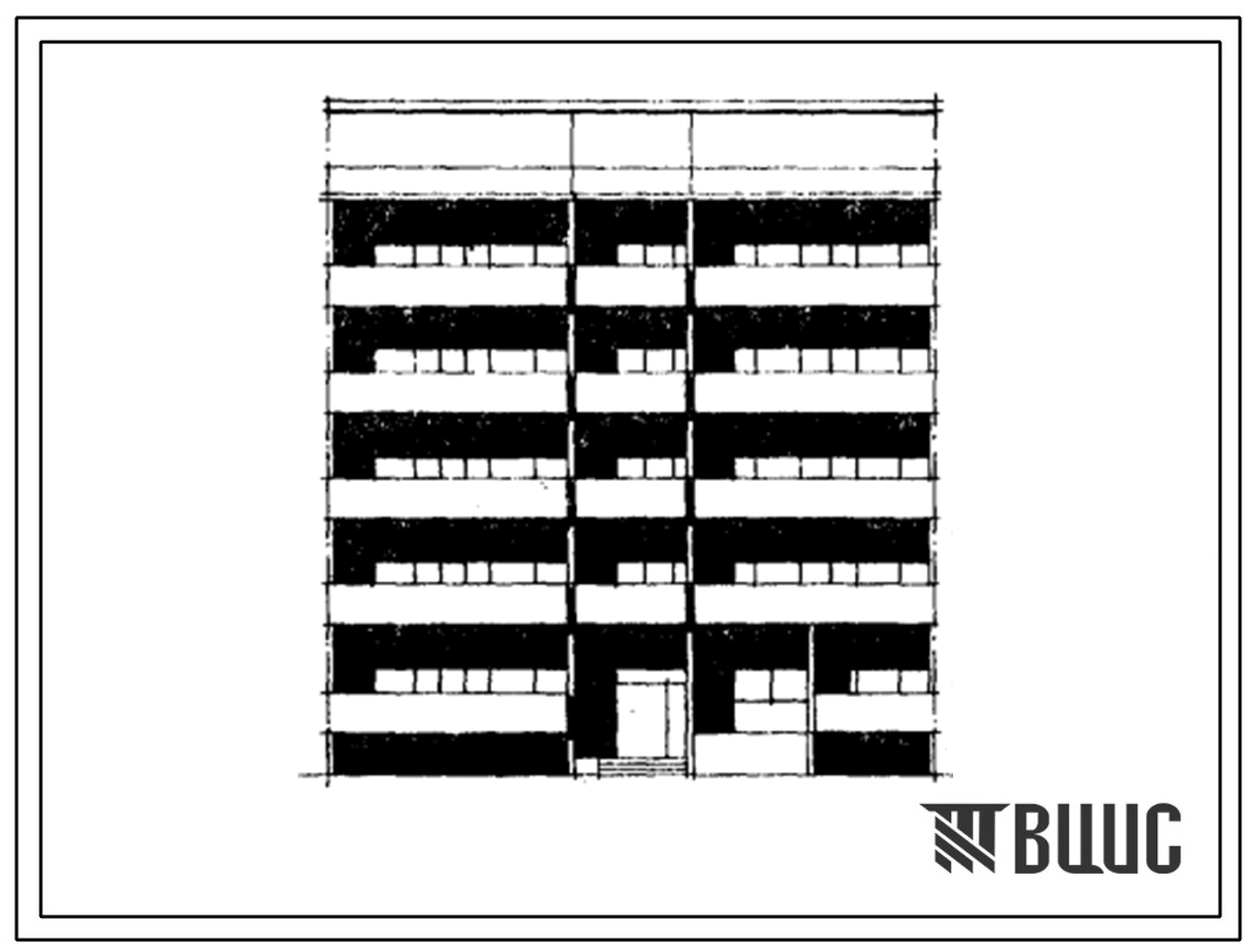 Типовой проект 104-041/1 Пятиэтажная блок-секция рядовая с торцевыми окончаниями на 10 квартир (трехкомнатных 3Б-6, четырехкомнатных 4Б-4). Для строительства во 2Б и 2В климатических подрайонах Латвийской ССР