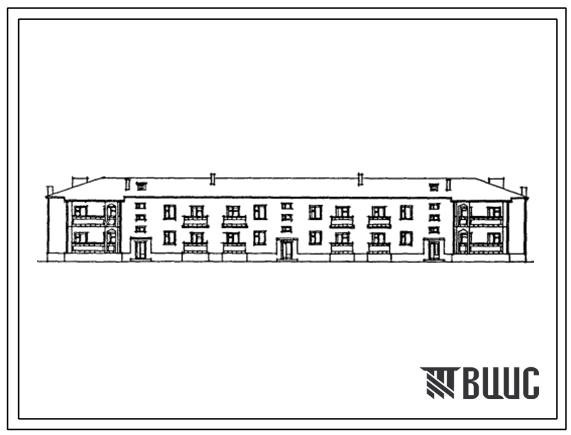 Типовой проект 115-42-165с.13.87 Двухэтажный трехсекционный 16-квартирный жилой дом с 1,2,3 и 4 комнатными квартирами (для Азербайджанской ССР)