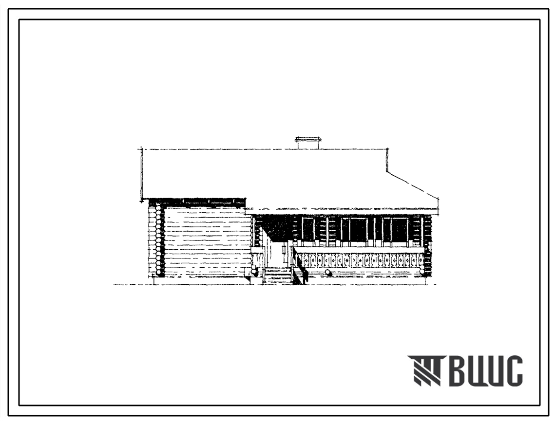Фасады Типовой проект 186-214-1 Одноэтажный одноквартирный 4-комнатный дом (с рубленными стенами) с хозяйственной постройкой