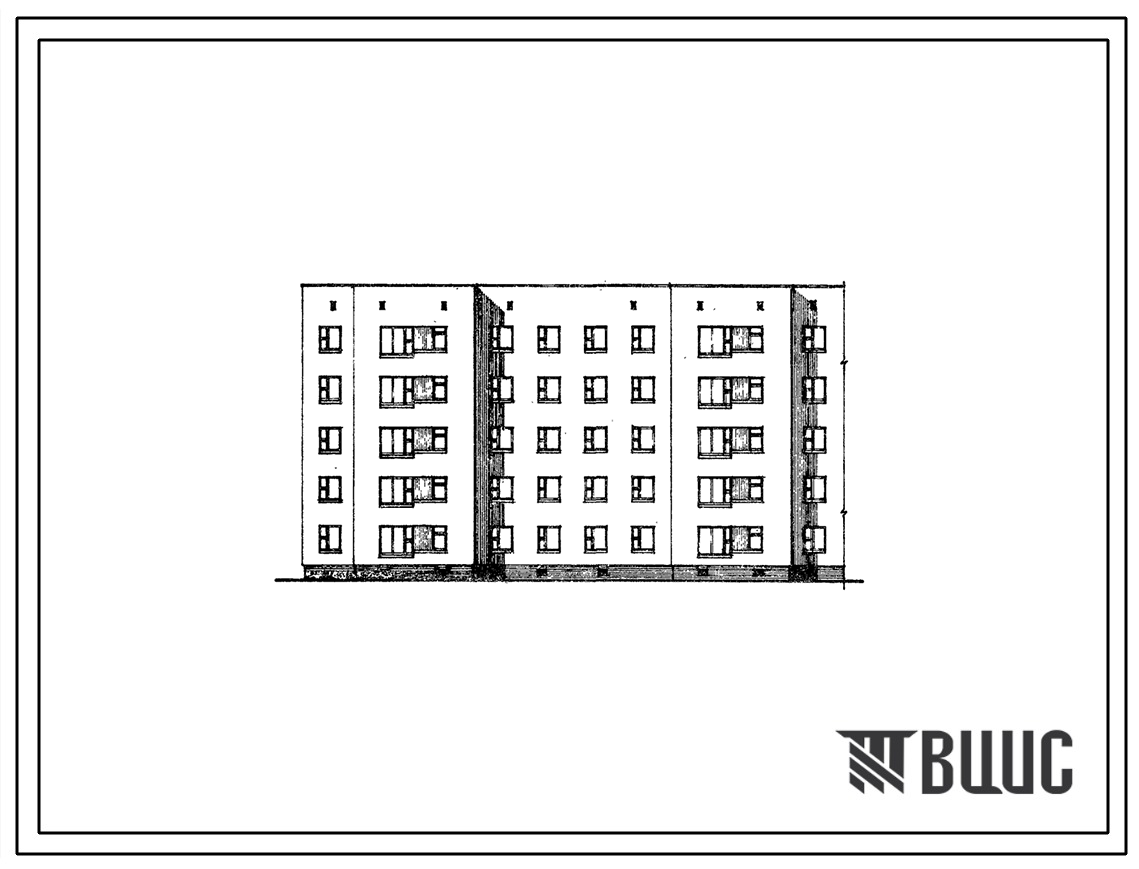 Типовой проект 71-07 Пятиэтажная 25 квартирная торцевая блок-секция (левая) 3Б.4Б — 2Б.2Б.2Б.