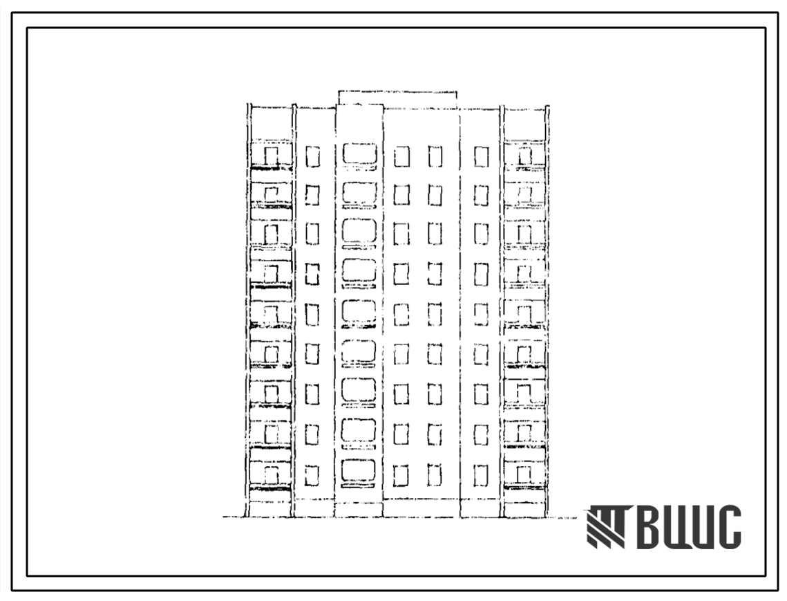 Типовой проект 153-017с.86 Девятиэтажная блок-секция рядовая на 36 квартир. Для строительства в городах и поселках городского типа. Со стенами из монолитного железобетона