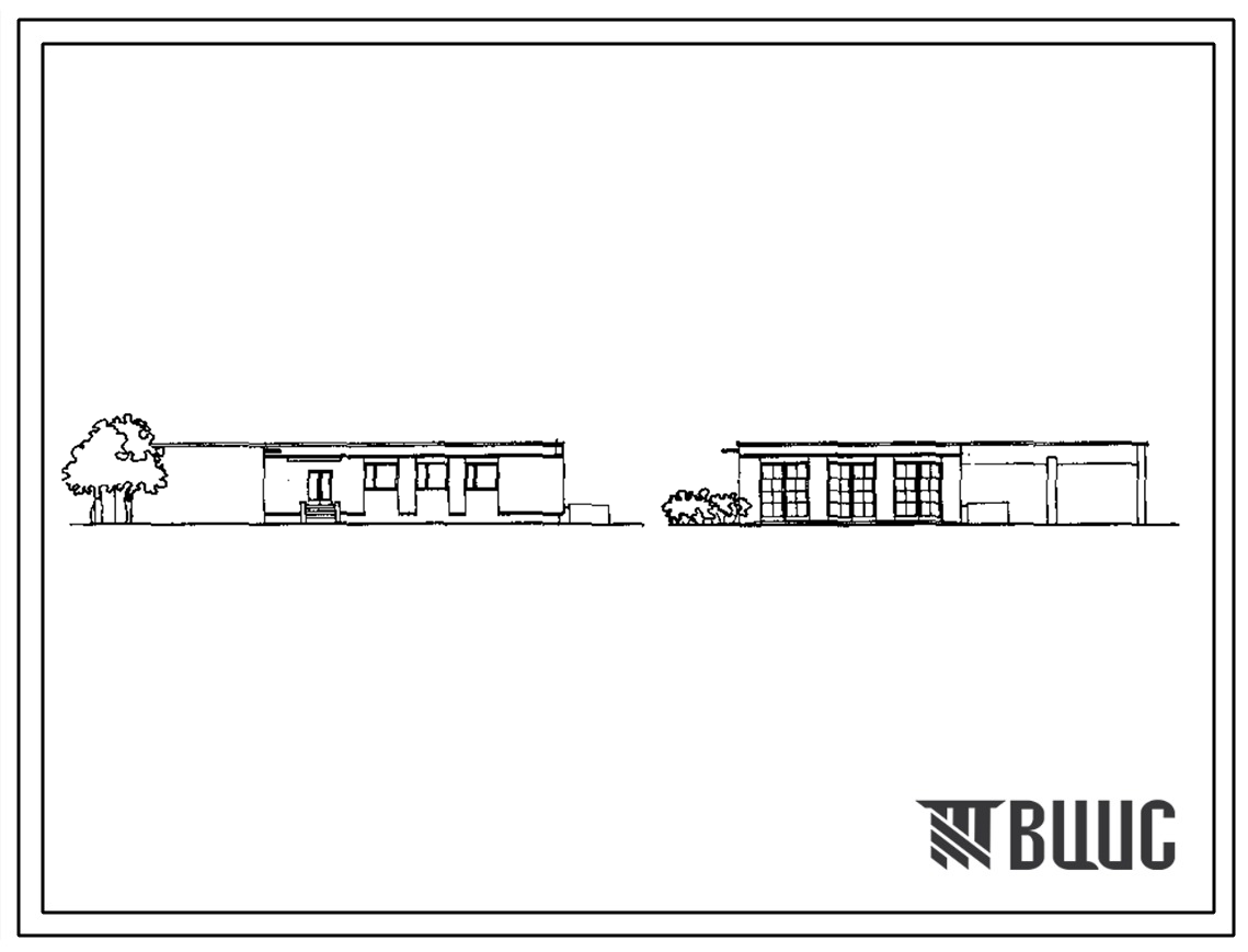 Фасады Типовой проект 224-9-34 Учебный автогараж с мастерскими станций юных натуралистов на 220 и 140 мест. Стены из кирпича.