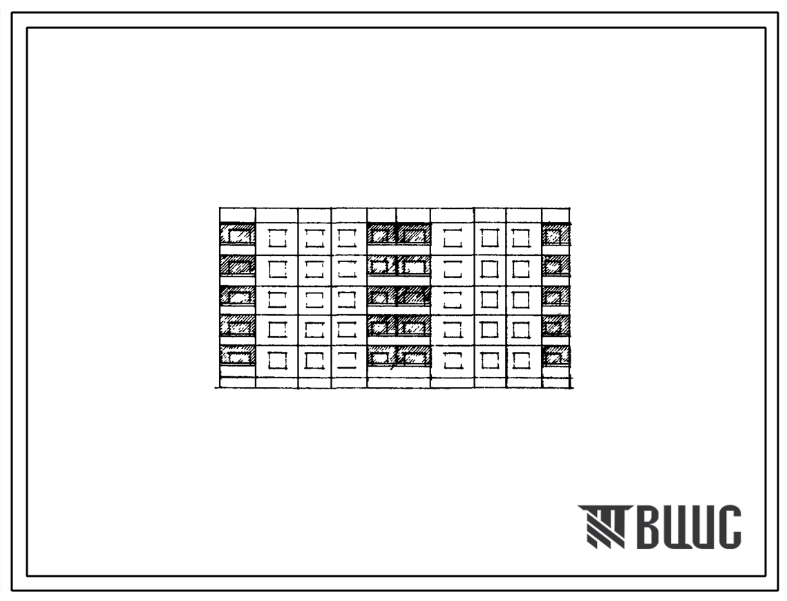 Типовой проект 90-012/1 Блок-секция пятиэтажная 20-квартирная рядовая с торцевыми окончаниями (трехкомнатных 3Б-10; четырехкомнатных 4Б-10).
