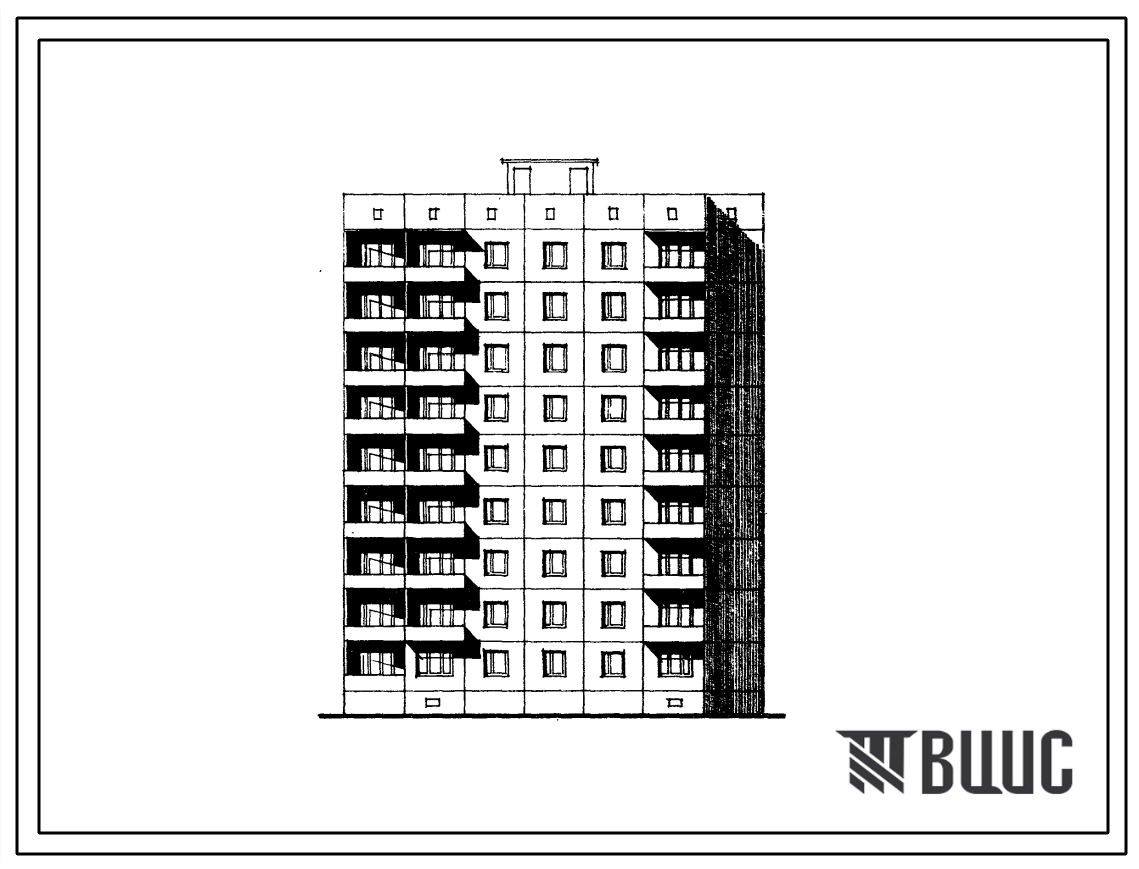 Типовой проект 94-099.83 Блок-секция 9-этажная 36-квартирная угловая левая 3Б-2Б-2Б-1Б. Для строительства в Киевской области.