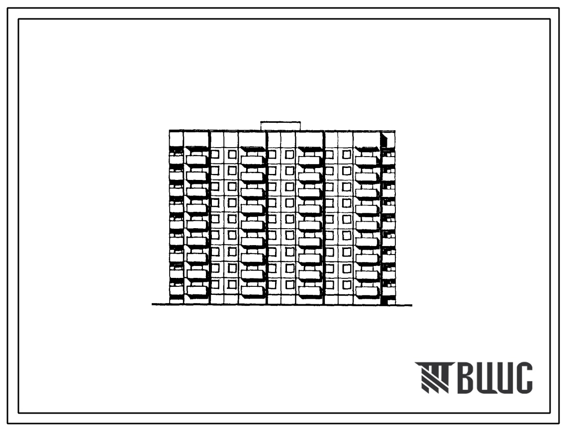 Фасады Типовой проект 90-0259.2.13.89 Блок-секция 9-этажная 72-квартирная рядовая 1-1-1-1-2-2-3-3 (для строительства в г. Омске и Омской области) Конструктивный вариант свайных фундаментов N=350 kH