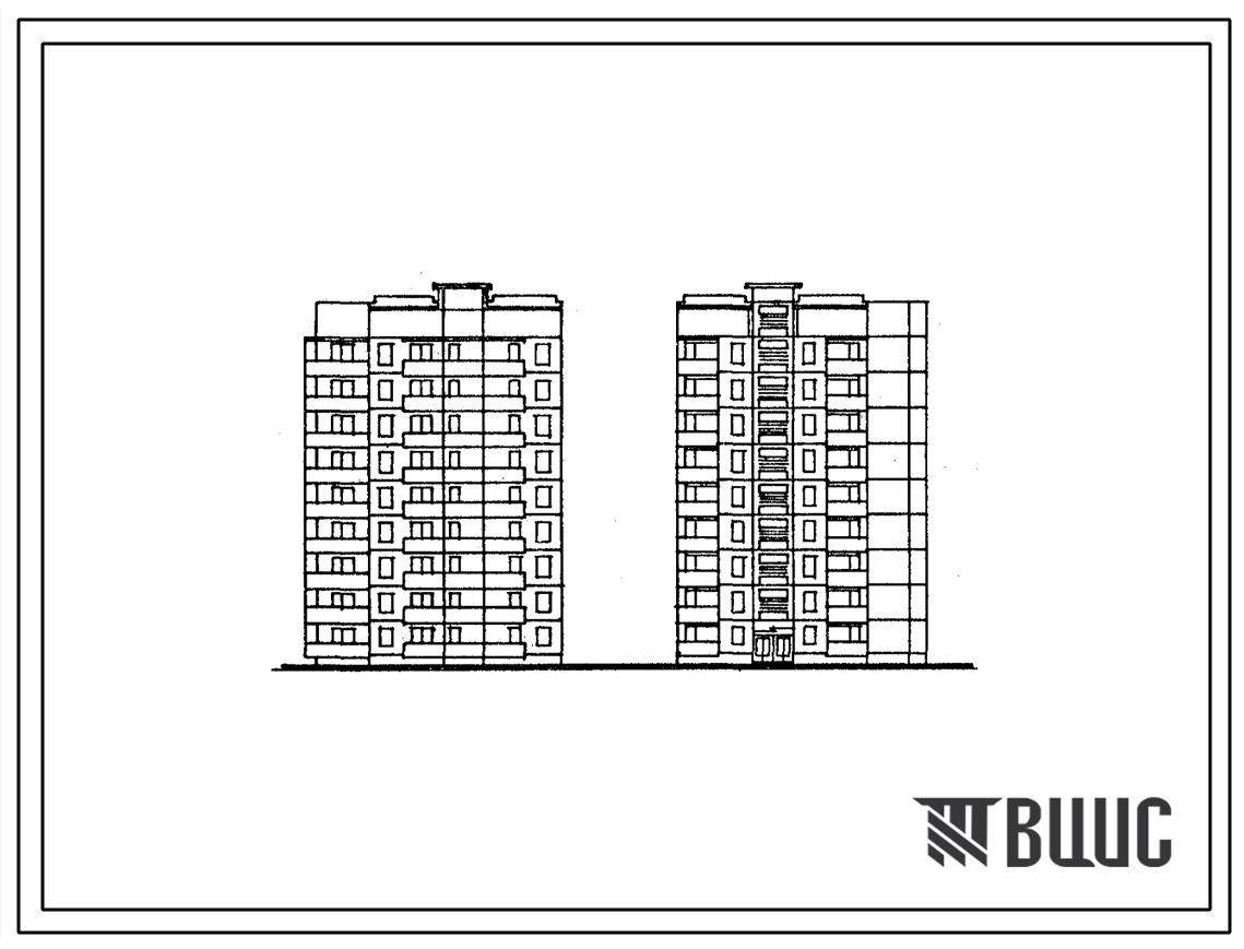 Типовой проект 135-081с.86 9-этажная 18-квартирная поворотная с торцовым окончанием блок-секция 4Б-2Б (прямая)