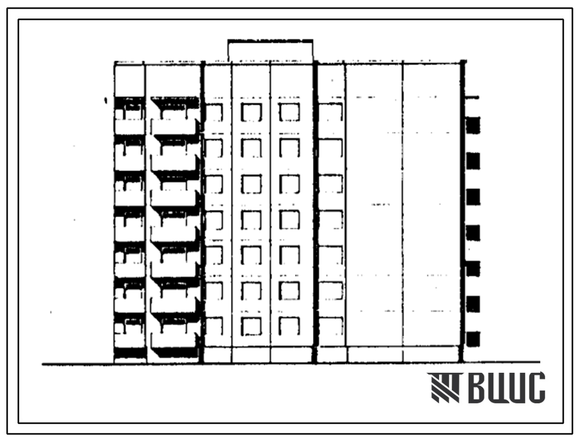 Фасады Типовой проект 90-0301.2.13.90 Блок-секция 7-этажная 28-квартирная Т-образная правая 3-3-4-4 (для строительства в г. Омске и Омской области) Конструктивный вариант свайных фундаментов N=300 kH