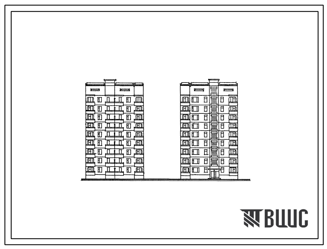 Типовой проект 135-0123с.86 9-этажная 18-квартирная рядовая с торцовыми окончаниями блок-секция 3Б-4Б