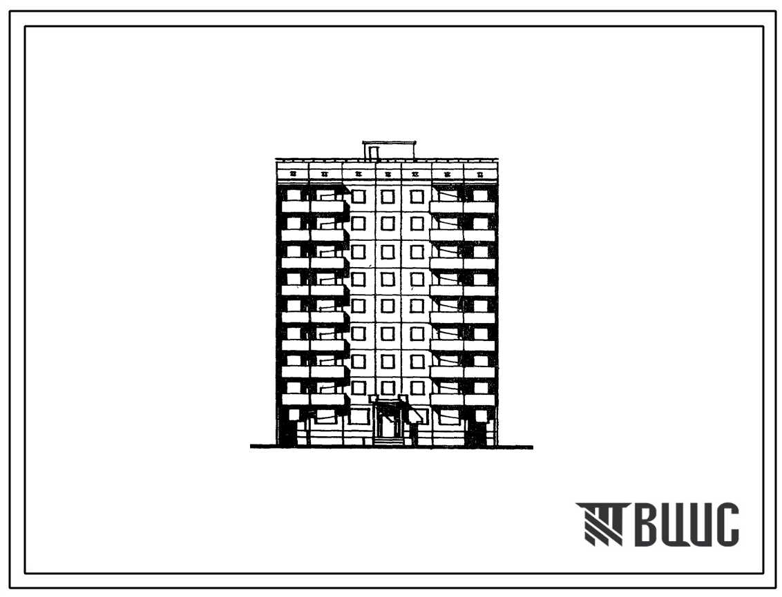Типовой проект 94-090/1.2 Блок-секция 9-этажная 32-квартирная рядовая правая со встроенными предприятиями обслуживания населения 1Б-2Б-3А-3Б