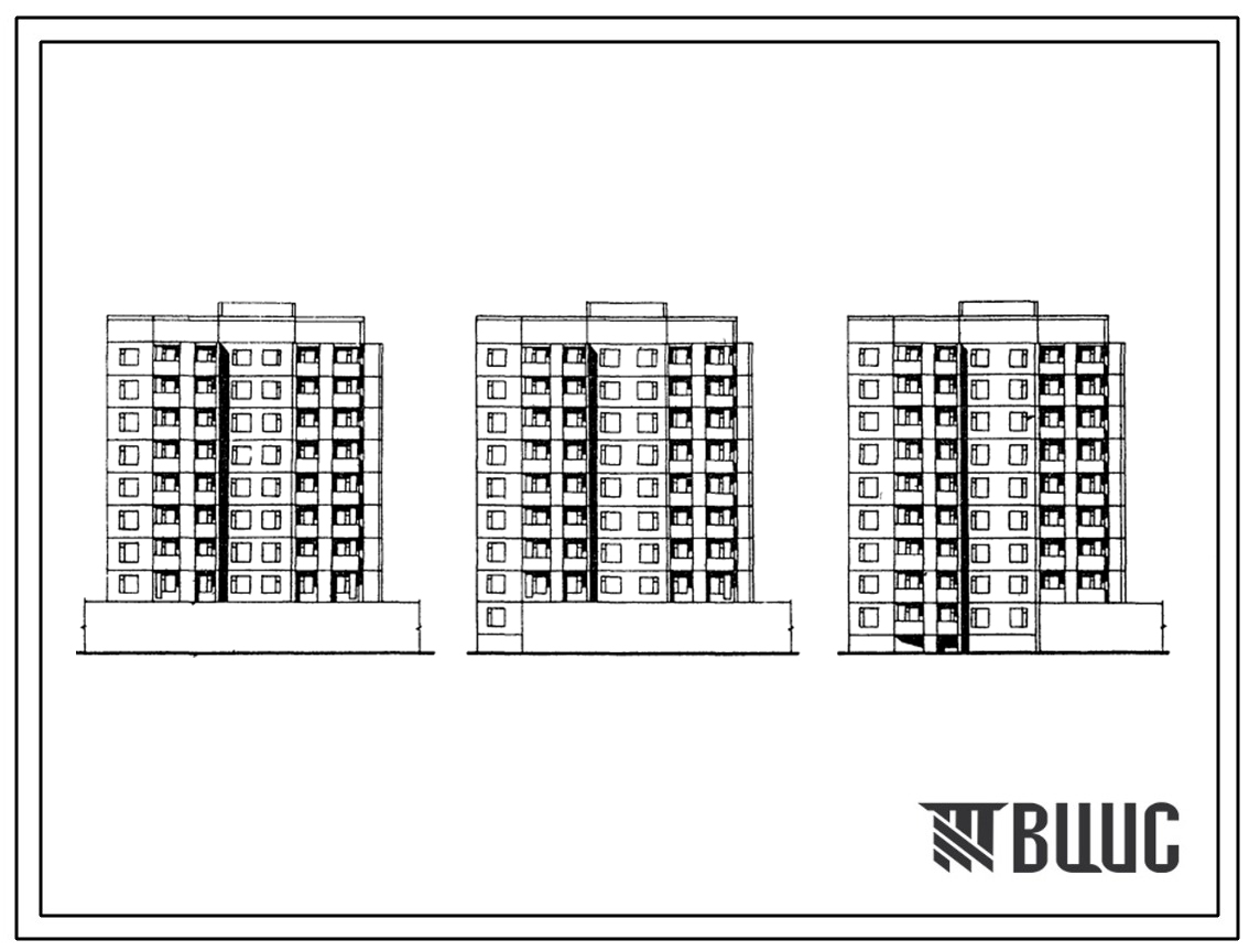 Типовой проект 135-0302с.23.86 9-этажная блок-секция на 25 квартир торцевая правая 2Б-3Б-4Б с унифицированными частями объектов торговли и соцкультбыта для Бурятской АССР