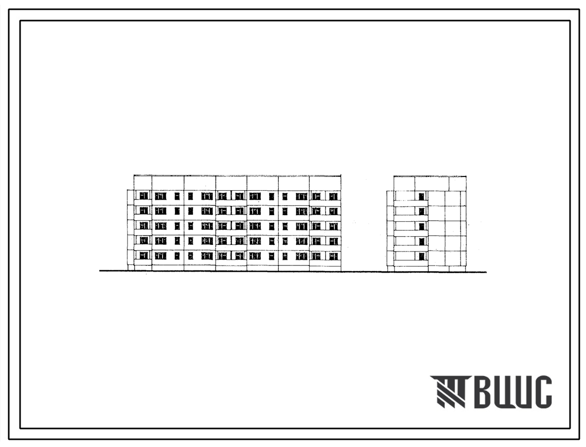 Типовой проект 83-043/1.2 Блок-секция 5-этажная 40-квартирная торцевая левая. Для строительства в 1В климатическом подрайоне, 2 и 3 климатических районах.