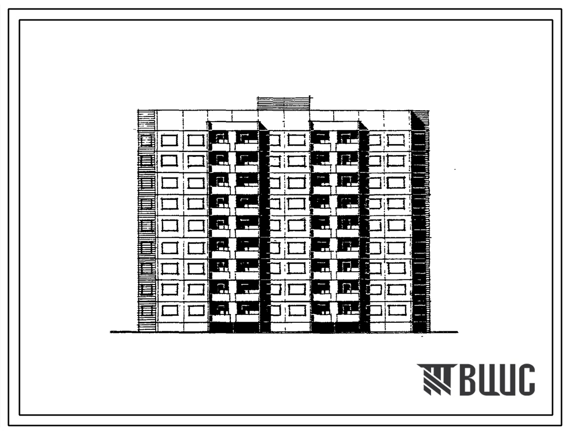 Типовой проект 91-033/1.2 Блок-секция девятиэтажная 90-квартирная рядовая, торцовая, меридиональной ориентации 1А.1А.1Б.1Б.1Б.-1Б.1Б.1Б.2А.2А.