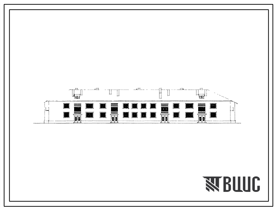 Типовой проект 114-24-57 Двухэтажный четырехсекционный жилой дом на 20 квартир (однокомнатных 1Б-4, двухкомнатных 2А-8, 2Б-4; трехкомнатных 3А-4). Для строительства во 2В, 3Б и 3В климатических подрайонах