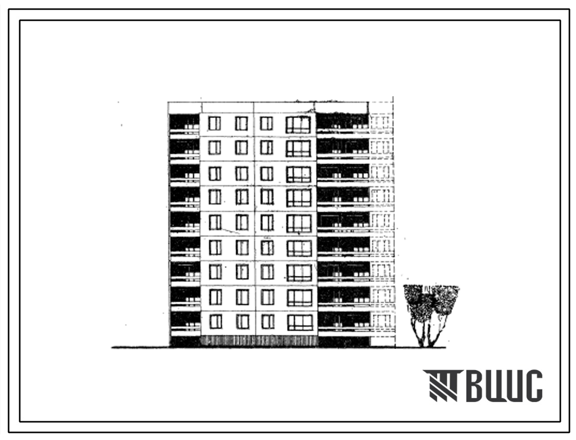 Типовой проект 99-020/1 Девятиэтажная блок-секция 1Б-2Б-2Б-3Б торцевая левая на 36 квартир.