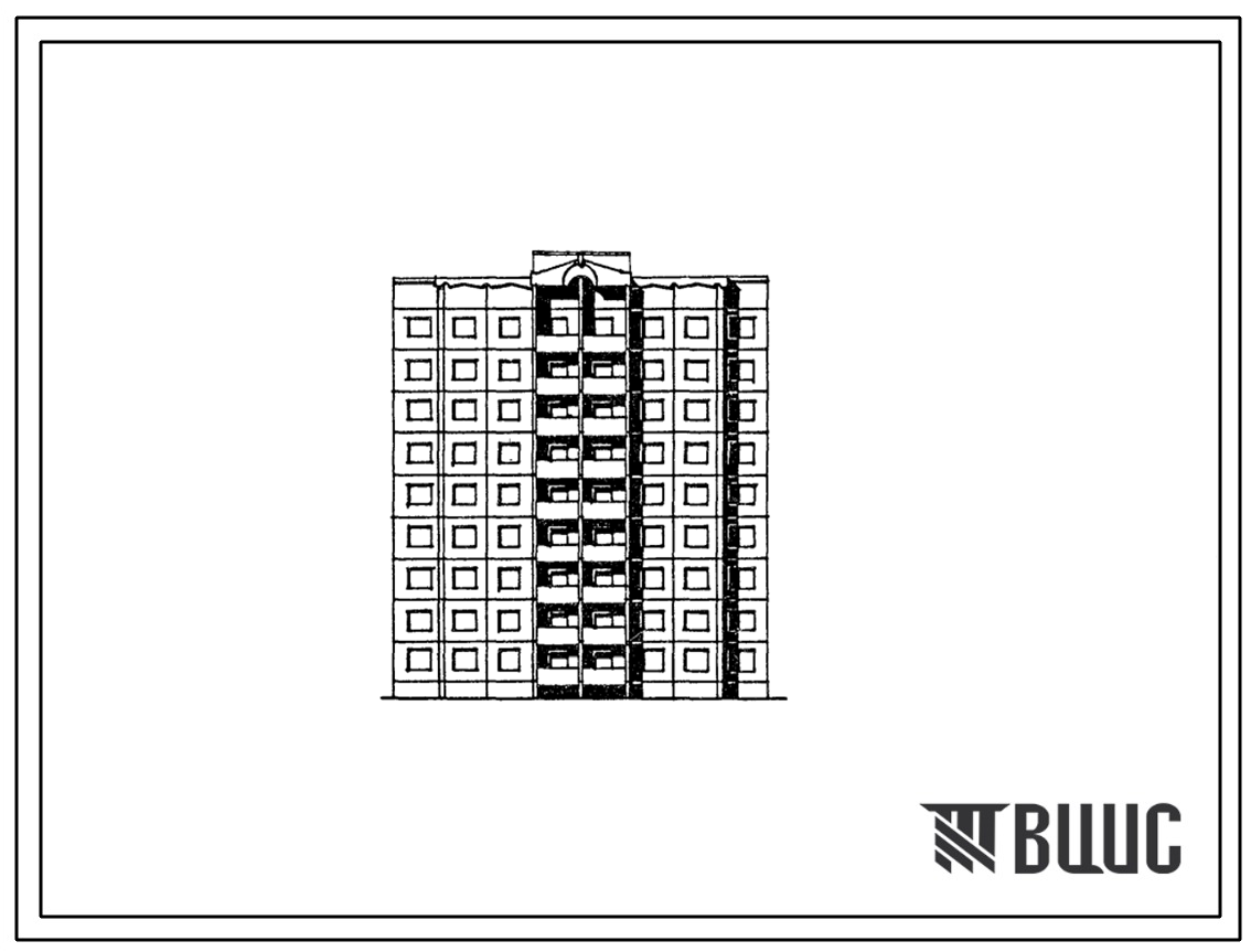 Типовой проект 91-053.13.87 Девятиэтажная блок-секция рядовая с торцевыми окончаниями на 36 квартир. Для Курской области