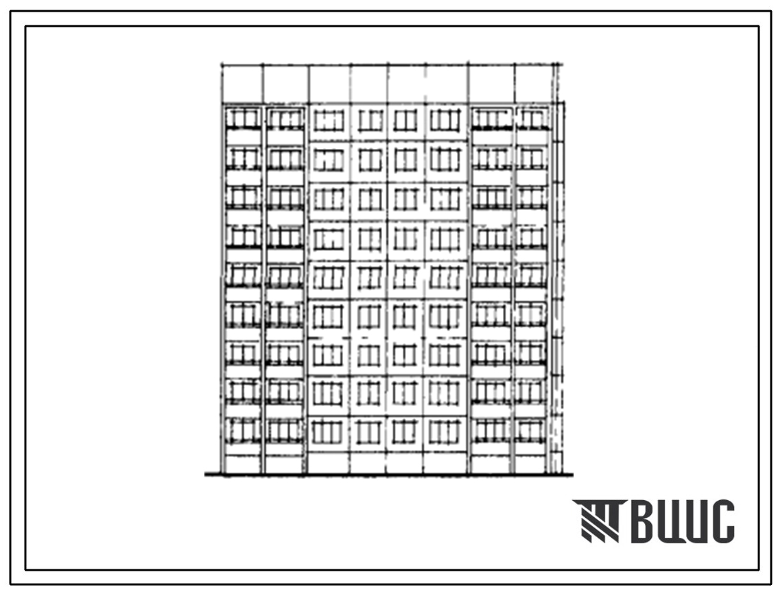 Фасады Типовой проект 464Д-0154 Девятиэтажная блок-секция на 36 квартир (однокомнатных 1Б-9, двухкомнатных 2Б-9, трехкомнатных 3Б-9, четырехкомнатных 4А-9). Для строительства во 2В климатическом подрайоне г.Новополоцка
