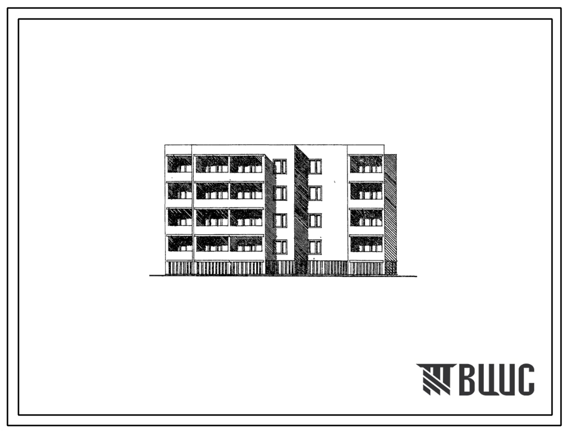 Типовой проект 85-043/1 Четырехэтажная блок-секция угловая (торцевая) правая на 16 квартир (однокомнатных 1Б-4, двухкомнатных 2Б-8, четырехкомнатных 4Б-4). ). Для строительства в 1В климатическом подрайоне, 2 и 3 климатических районах