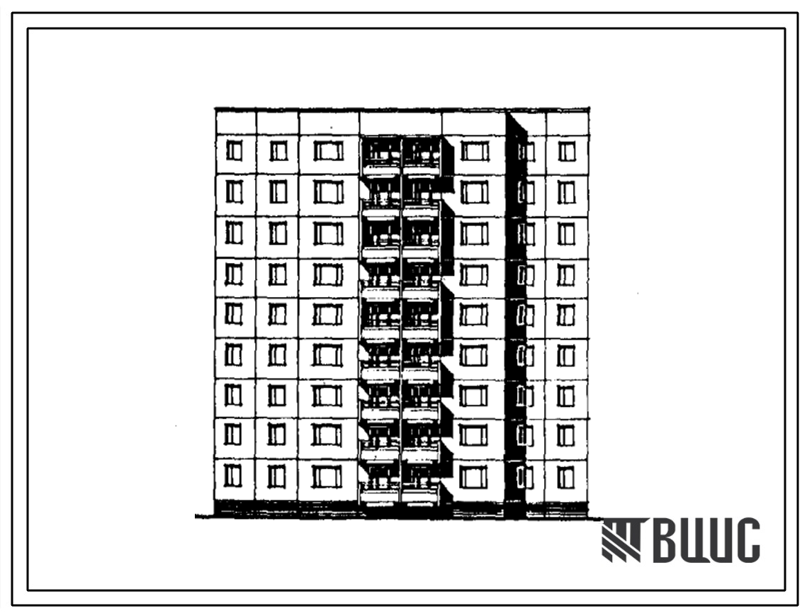 Типовой проект 97-0241м.86 Девятиэтажная блок-секция рядовая на 36 квартир. Для строительства в городах и поселках городского типа