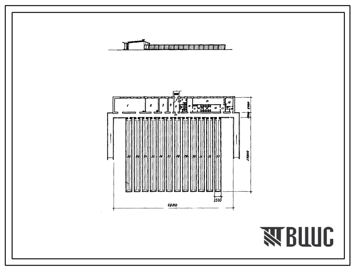 Типовой проект 810-36 Парниковое хозяйство с электрообогревом на 10 тыс. рам. (Теплицы площадью по 75 кв. м каждая в блоке со служебными помещениями. Теплицы площадью по 150 кв. м каждая в блоке со служебными помещениями).