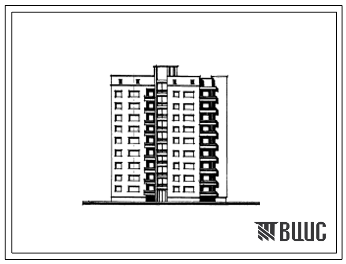 Типовой проект 89-04/1 Девятиэтажная блок-секция торцевая правая на 36 квартир (двухкомнатных 2Б-19, трехкомнатных 3Б-17). Для строительства во 2В климатическом подрайоне Белорусской ССР
