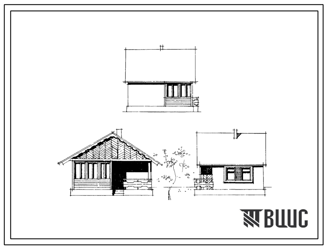 Типовой проект 184-000-13 Садовый летний домик двухкомнатный без мансарды.  Для строительства в IВ климатическом подрайоне, II и III климатических районах.