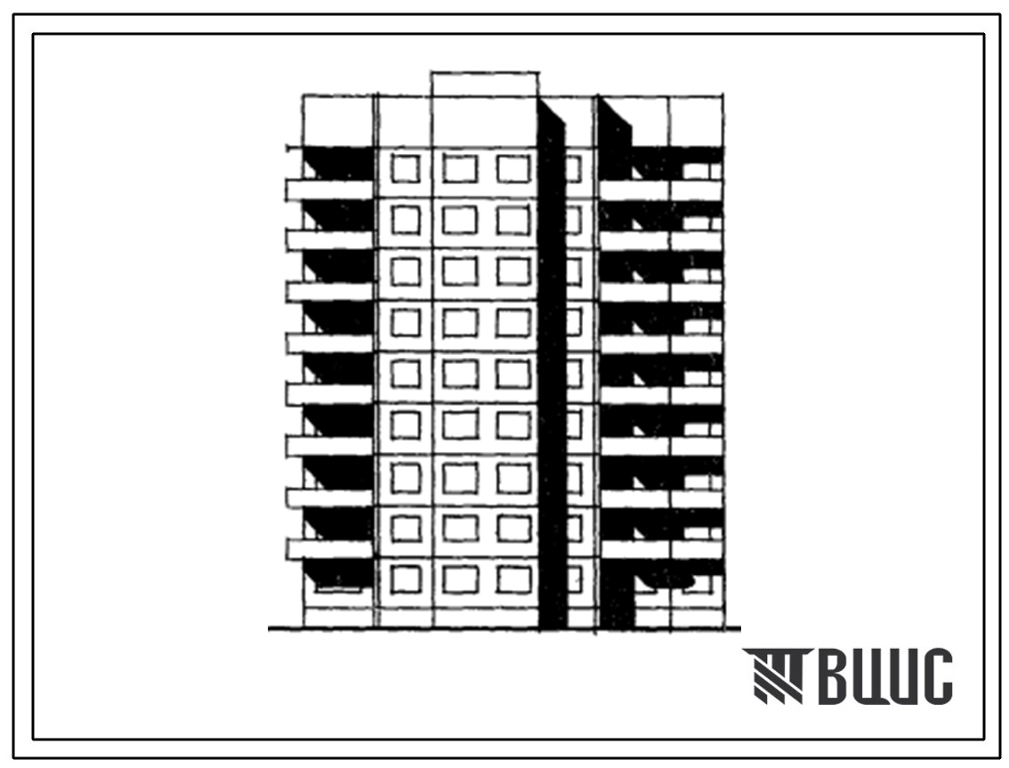 Типовой проект 143-011с/1.2 Блок-секция торцевая девятиэтажная 35-квартирная 1Б-2Б-2Б-3Б (левая).