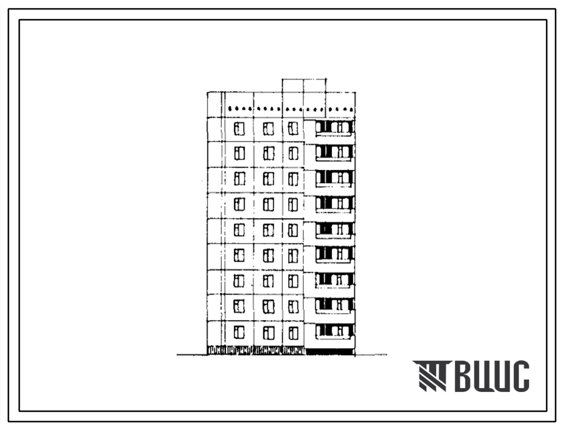 Типовой проект 76-090сп.85 Девятиэтажная блок-секция торцевая левая на 27 квартир