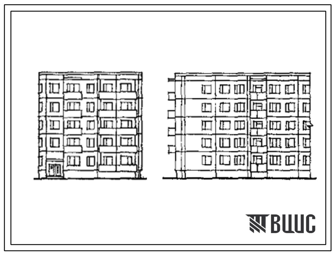 Типовой проект 83-013 5-этажная 20-квартирная блок-секция с торцовым окончанием 1Б.2Б.3Б.4Б (левая) поворотная под углом 90