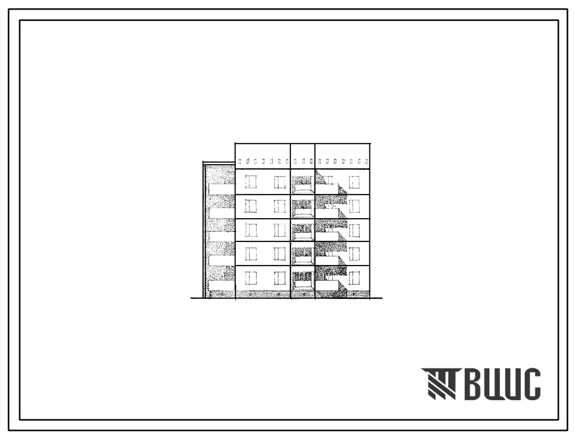 Типовой проект 148-036сп Пятиэтажная блок-секция поворотная прямая правая на 10 квартир. Для строительства в IVГ климатическом подрайоне сейсмичностью 7 баллов на грунтах II типа просадочности.