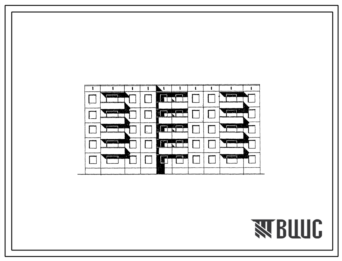 Типовой проект 97-0290.86 Блок-секция 5-этажная 40-квартирная сдвоенная рядовая для малосемейных 1А.1Б.1Б.2А - 1А.1Б.1Б.2А