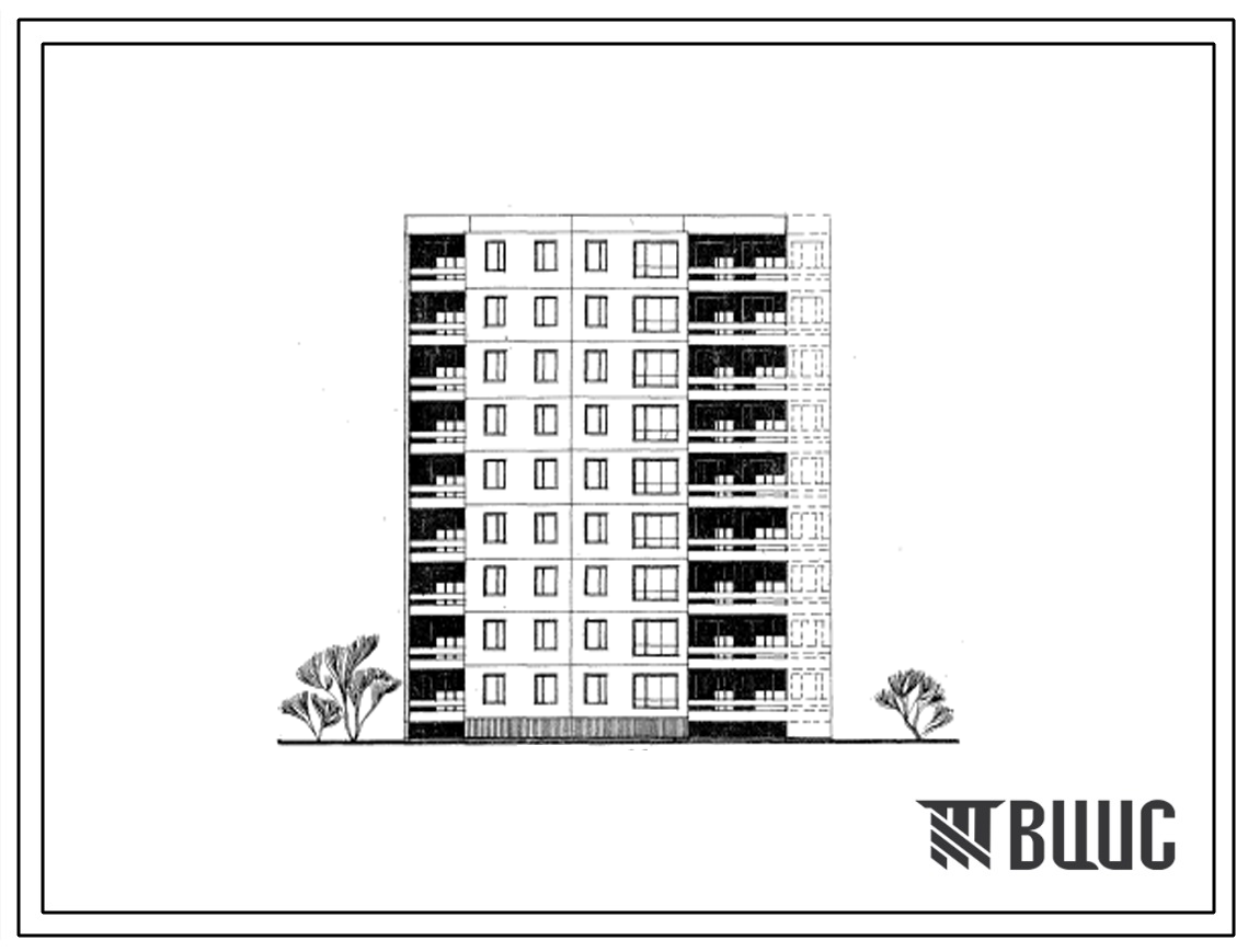 Типовой проект 99-022 Девятиэтажная блок-секция торцевая левая на 27 квартир (двухкомнатных 2Б-9, трехкомнатных 3Б-9, пятикомнатных 5Б-9). Для строительства в 1В климатическом подрайоне, 2 и 3 климатических районах.