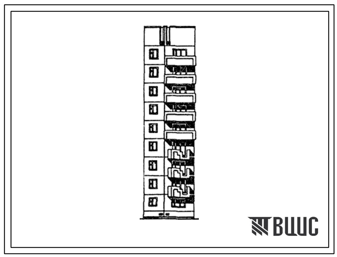 Типовой проект 97-0257.23.86 9-этажный 18-квартирный рядовой блок-комплект левый (9Рл2)-1Б-1Б (для г. Караганды)