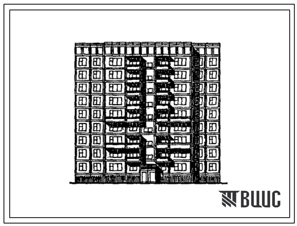 Типовой проект 97-0414.13.90 Блок-секция 9-этажная 28-квартирная рядовая с ориентацией главного фасада на север 5-3-3-5 для строительства в городах Братске и Усть-Илимске