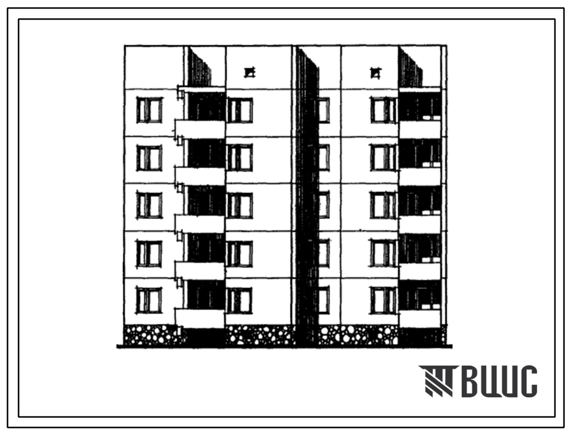 Типовой проект 135-0192с/1 Блок-секция пятиэтажная 15-квартирная рядовая с торцовыми окончаниями 3Б-1Б-4Б.