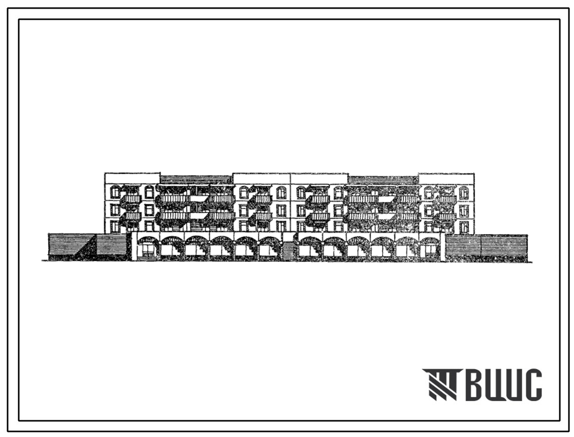 Типовой проект 118-149-16с.13.87 4-этажный 4-секционный 36-квартирный жилой дом со встроено-пристроенными магазинами со стенами из монолитного керамзитобетона. Для строительства в Таджикской ССР.