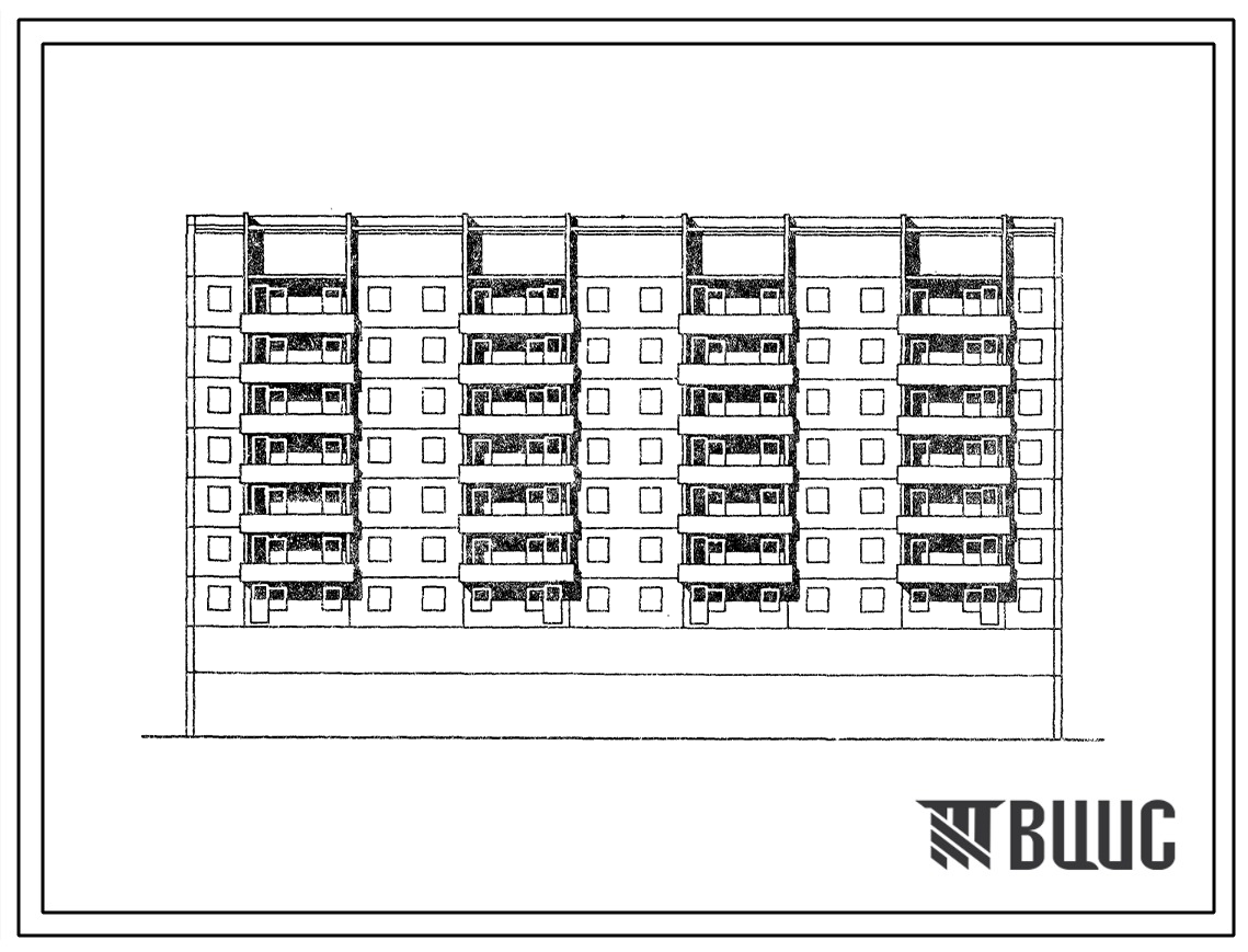 Типовой проект 135-0334с.23.87 9-этажная блок-секция на 64 квартиры 2-2-2-2-3-3-3-3 со встроенными в 1 этаже помещениями обслуживания неселения для строительства в г. Иркутске (пристрой к оси Ас)
