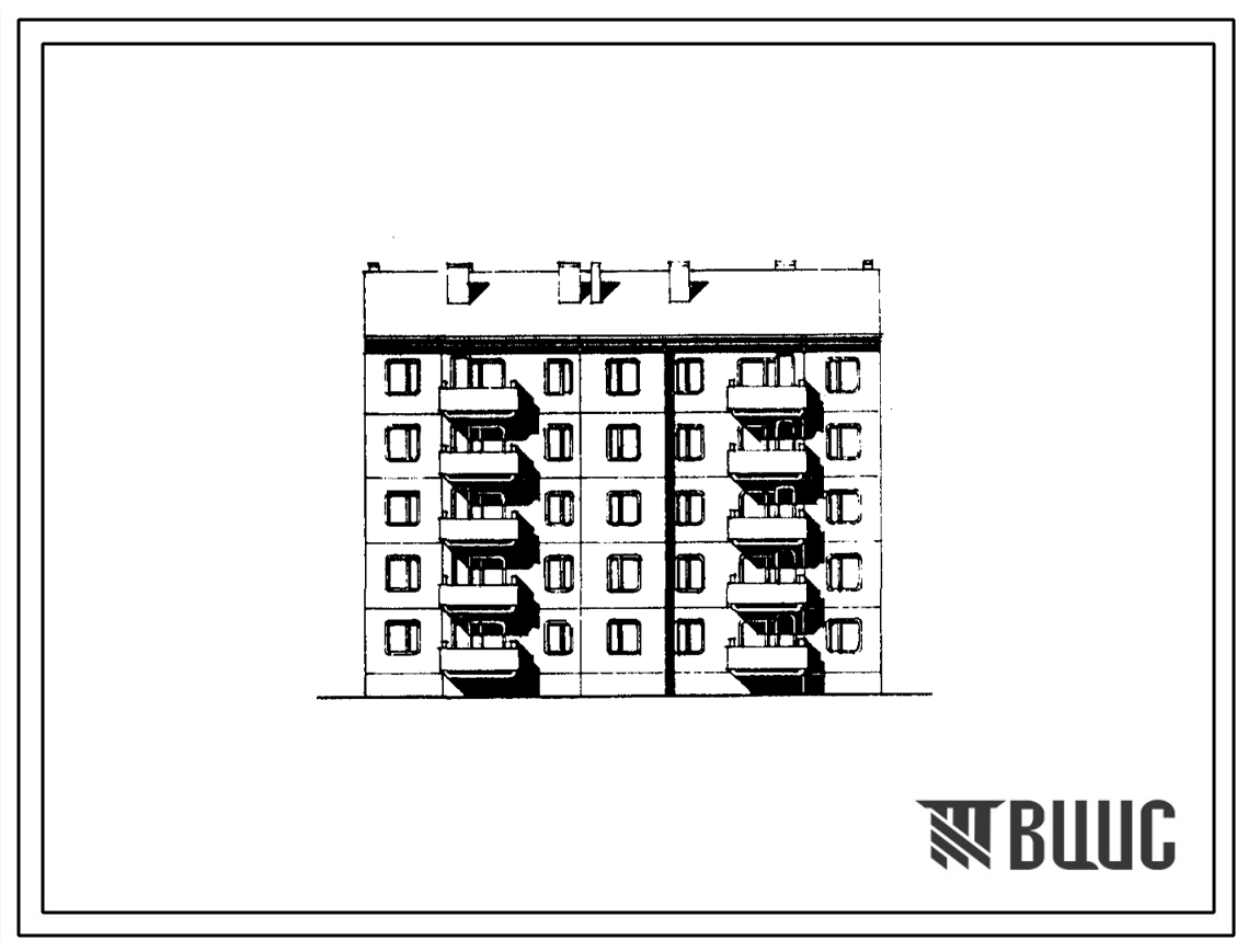 Фасады Типовой проект 135-041с.85 5-этажная рядовая блок-секция на 20 квартир 1Б-2Б-2Б-3Б