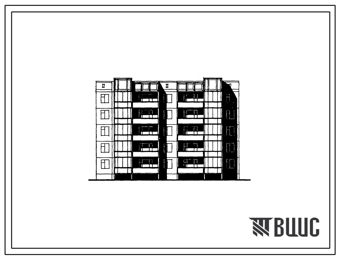 Фасады Типовой проект 97-0387с.13.89 Блок-секция 5-этажная 20-квартирная рядовая 1-2-3-3 (для строительства в г. Ангарске)